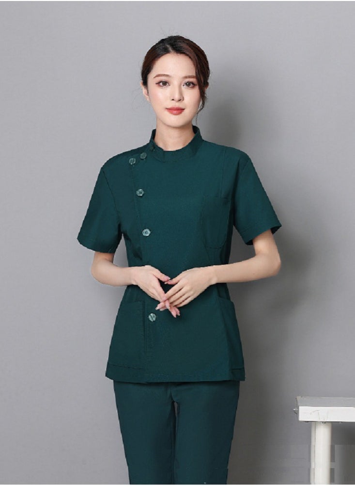Gasin Laboratory Long-sleeved Scrub Suit Split Cover Dark Green  - Image 1