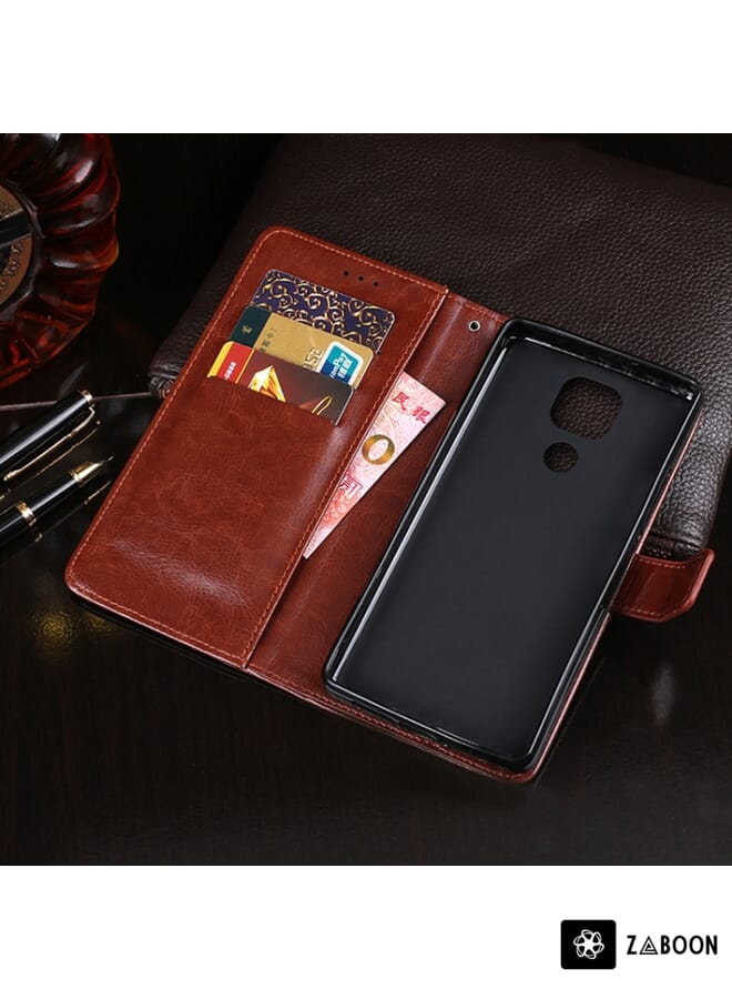 جرين تايجر حافظة جلدية قابلة للطي أفقية لهاتف Lenovo K12 Note idewei Crazy Horse مع حامل وفتحات للبطاقات ومحفظة (أبيض) - Image 3
