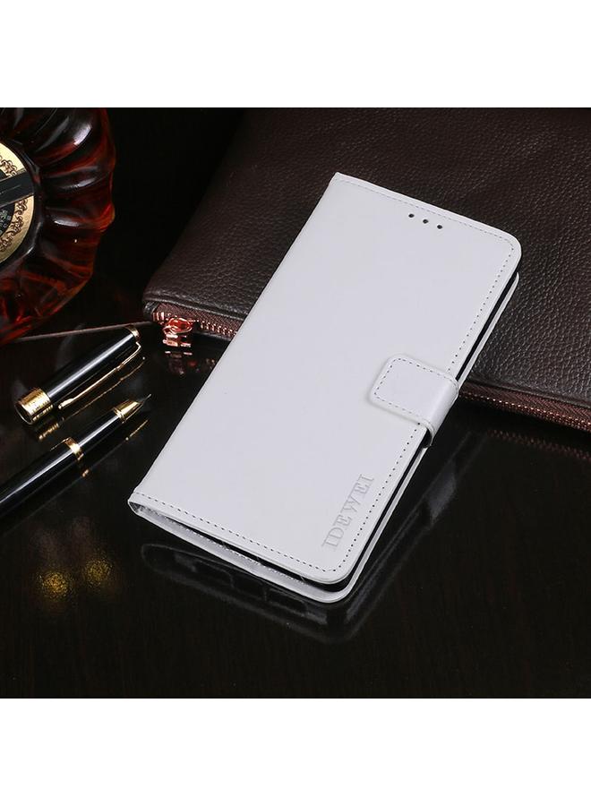 جرين تايجر حافظة جلدية قابلة للطي أفقية لهاتف Lenovo K12 Note idewei Crazy Horse مع حامل وفتحات للبطاقات ومحفظة (أبيض) - Image 1