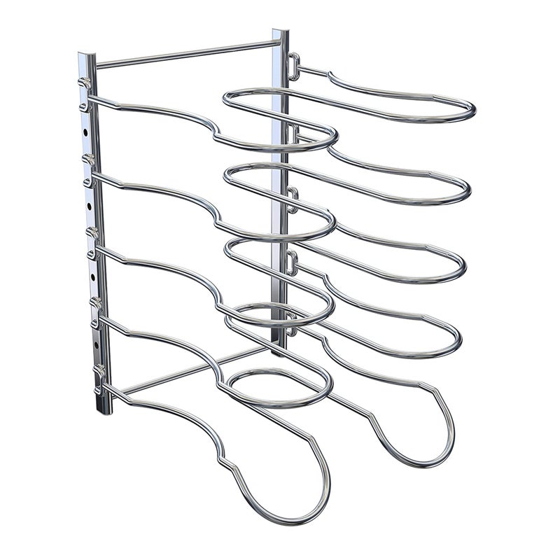 CAXXA Heavy Duty Pan Rack, Pot Lid Rack, Kitchen Cabinet Pantry Cookware Organizer Rack Holder with 5 Adjustable Dividers, Chrome - Image 5