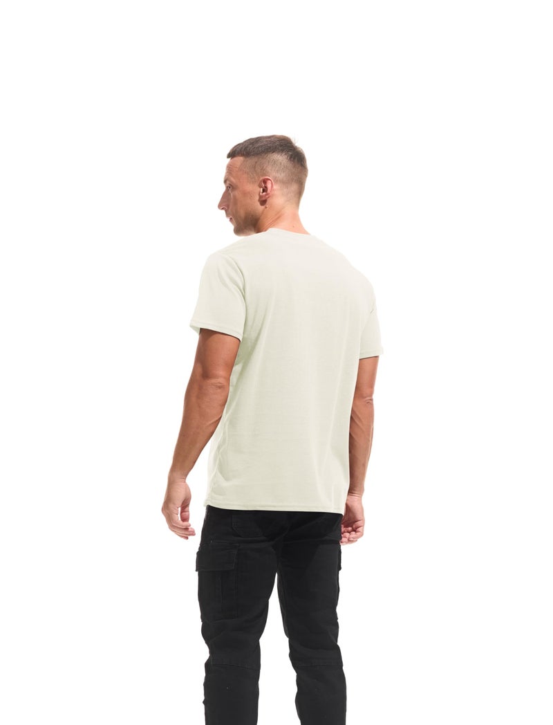 VEIISAR Men's Mini Waffle Knit Crew Neck T-Shirt - 210gsm Ultra-Fine Textured Cotton Tee - 1mm Micro Grid Breathable Top（ Beige L） - Image 4