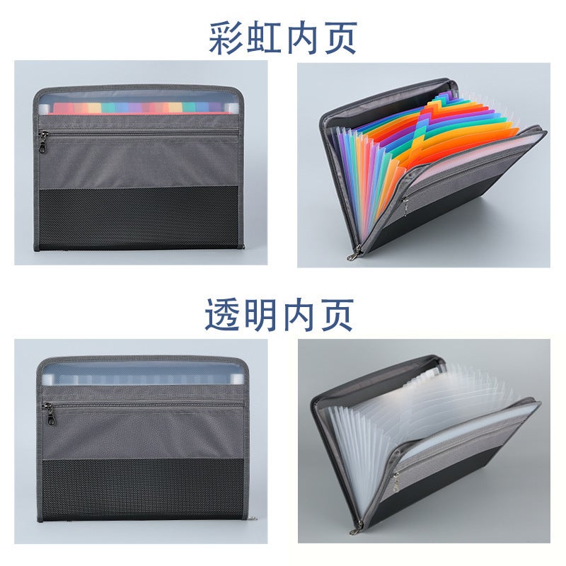 A4 Organ Bag Folder Double Zipper 13 Layer Large Capacity Student Examination Paper Storage Bag Office File Bag - Image 4