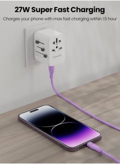 Moxedo Moxedo CavoX Pro USB-C to Lightning Silicone Cable 27W PD Fast Charge and Data Sync Compatible for iPhone 14/13/12/11 Pro Max X/XS/XR 8 7 6s Plus SE (Purple, 2m)  - Image 3