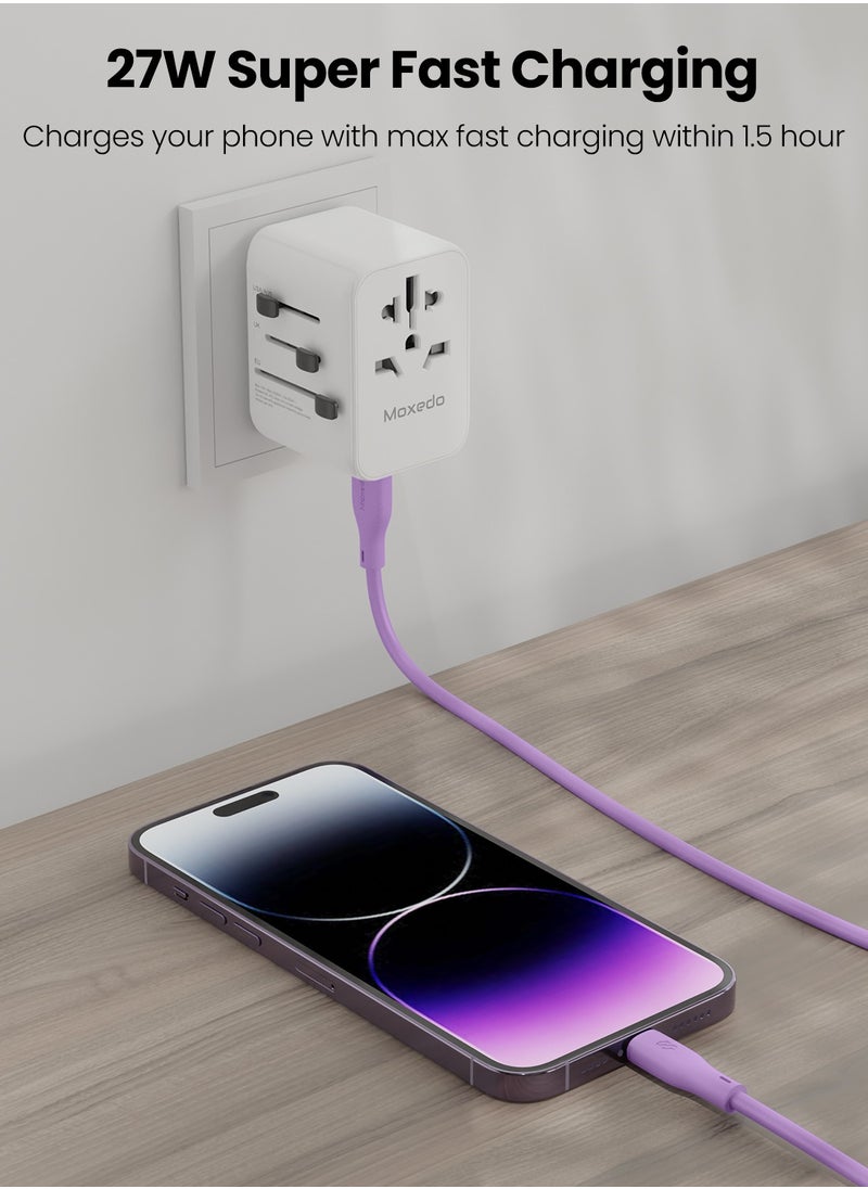 Moxedo Moxedo CavoX Pro USB-C to Lightning Silicone Cable 27W PD Fast Charge and Data Sync Compatible for iPhone 14/13/12/11 Pro Max X/XS/XR 8 7 6s Plus SE (Purple, 2m)  - Image 3