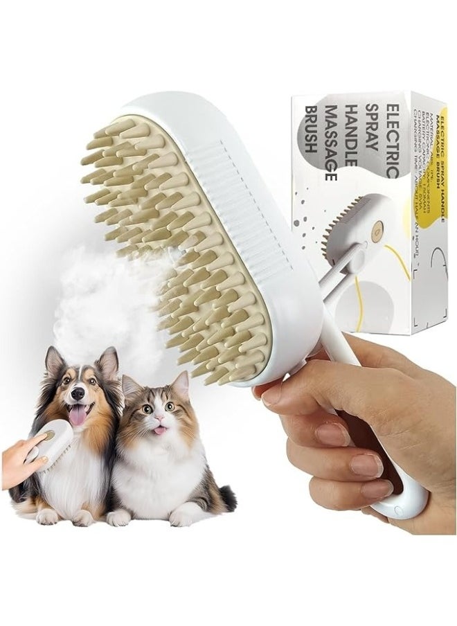 Happy Home - Cat Steam Brush 3 In 1 Steamy Cat Brush Rechargeable Cat Brush With Spray Dog Brush Self Cleaning Steam Cat Brush Multifunctional Cat Grooming Brush for Massages,Treatments, Eliminate Flying Hair - Image 1