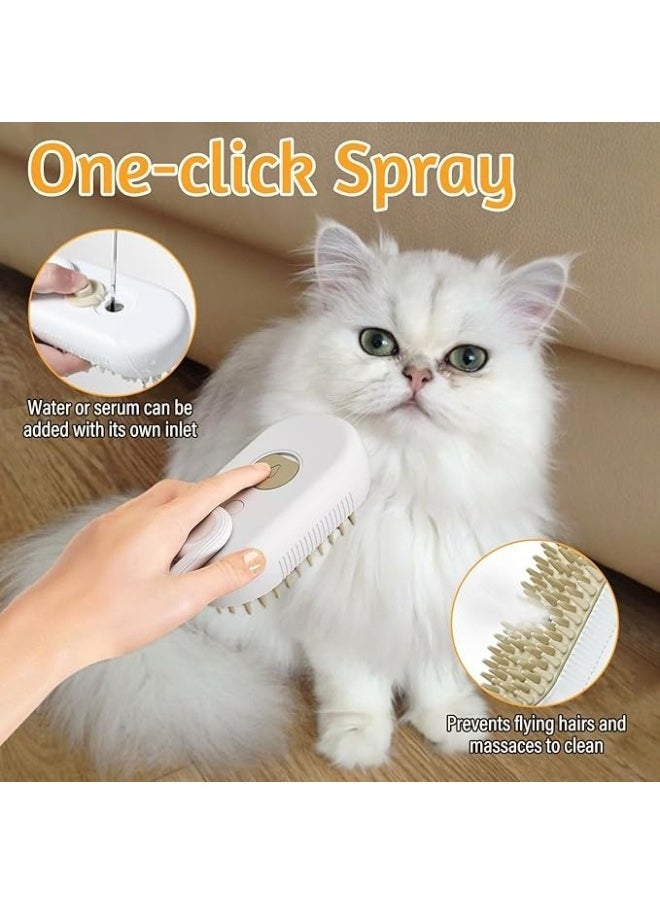 Happy Home - Cat Steam Brush 3 In 1 Steamy Cat Brush Rechargeable Cat Brush With Spray Dog Brush Self Cleaning Steam Cat Brush Multifunctional Cat Grooming Brush for Massages,Treatments, Eliminate Flying Hair - Image 1
