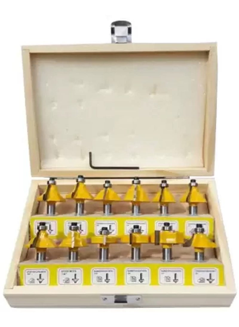 Mass Pro Mass Pro 8mm Multi Shapes 12 Pcs Router Bit Set for Wood Working 