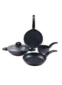 BERGNER ORION 5PCS  COOKWARE SET, FORGED ALUMINUM COOKING SET, INDUCTION BOTTOM COOKWARE, MARBLE+ NON-STICK COATING COOKING POTS, SUITABLE FOR ALL STOVES, GREY COLOR, BG30067GY  - Image 2