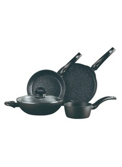 BERGNER ORION 5PCS  COOKWARE SET, FORGED ALUMINUM COOKING SET, INDUCTION BOTTOM COOKWARE, MARBLE+ NON-STICK COATING COOKING POTS, SUITABLE FOR ALL STOVES, GREY COLOR, BG30067GY  - Image 1