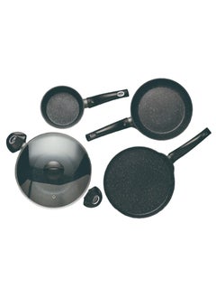BERGNER ORION 5PCS  COOKWARE SET, FORGED ALUMINUM COOKING SET, INDUCTION BOTTOM COOKWARE, MARBLE+ NON-STICK COATING COOKING POTS, SUITABLE FOR ALL STOVES, GREY COLOR, BG30067GY  - Image 3