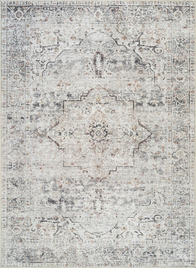 Bloom Rugs Caria Washable Non-Slip 4x6 Rug - Ivory/Gray/Caramel Traditional Area Rug for Living Room, Bedroom, Dining Room, and Kitchen - Exact Size: 4' x 6' - Image 3