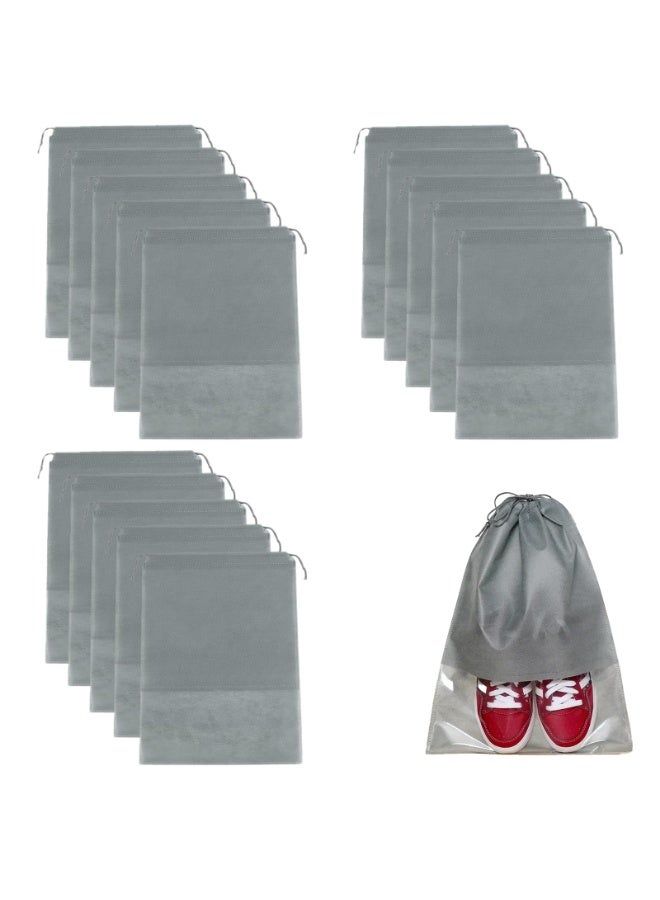 15 Pieces Dust Proof Travel Shoe Bags Transparent Drawstring Storage Bag Dustproof Handbag Cover,32 x 44cm - Image 1