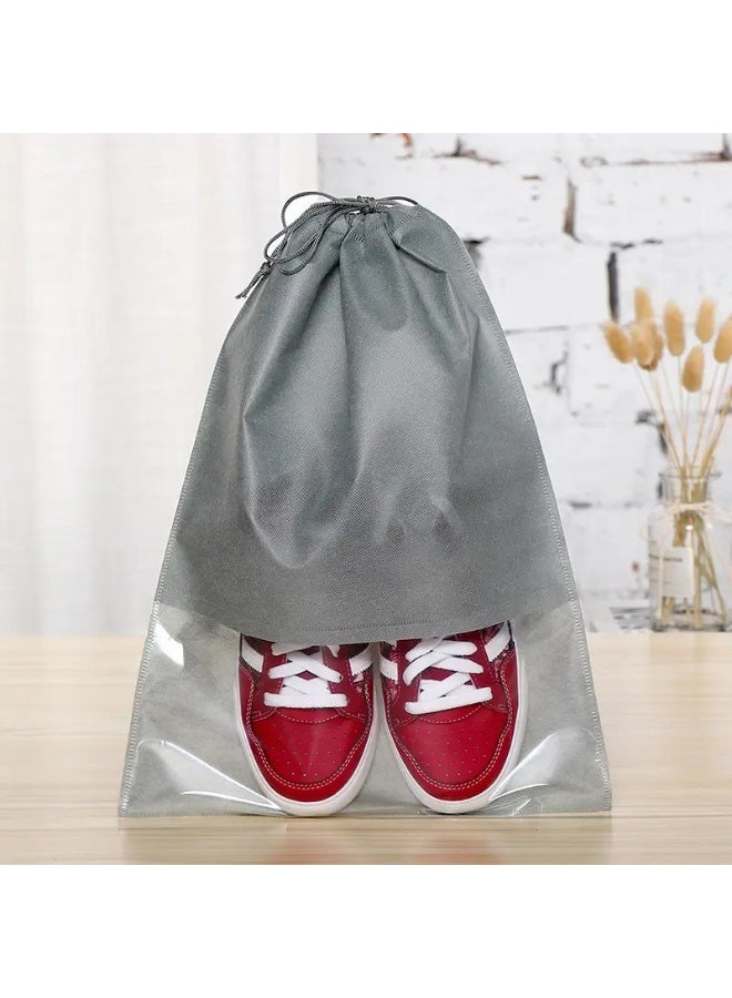 15 Pieces Dust Proof Travel Shoe Bags Transparent Drawstring Storage Bag Dustproof Handbag Cover,32 x 44cm - Image 2