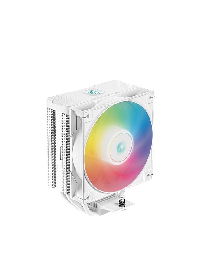 DEEPCOOL AG400 ARGB Digital White Air Cooler – High-Performance CPU Cooling, ARGB Lighting, Digital Display, Silent Operation, 4 Heat Pipes, PWM Fan  - Image 1