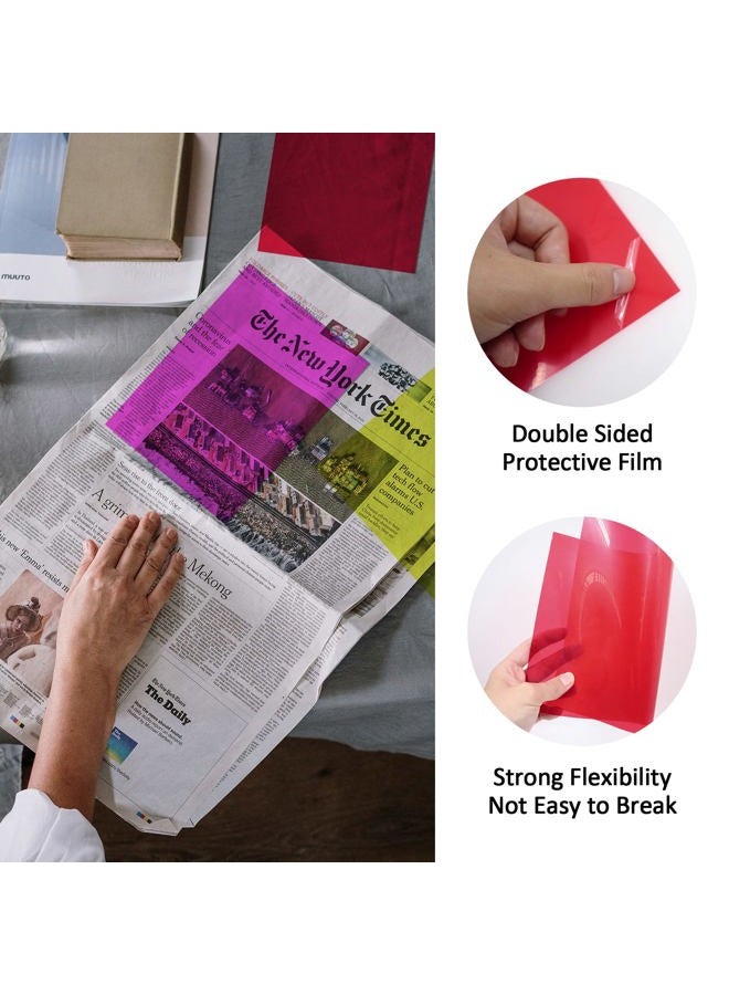 SNOMEL 11 Colors Gel Light Filter, Transparent Color Correction Lighting Gel Filter, Tinted Plastic Sheets, Color Film Sheets, Colored Overlays Transparency Photography Light Filter Sheet, A4 Size - Image 4