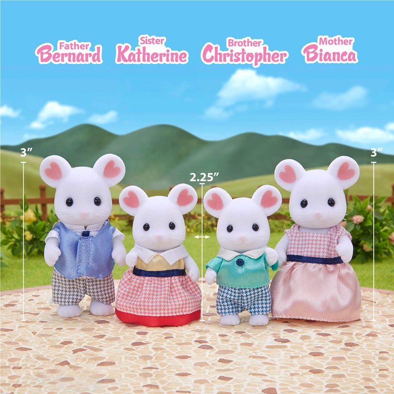 Calico Critters Calico Critters, Marshmallow Mouse Family, Dolls, Dollhouse Figures, Collectible Toys, 3 inches  - Image 2