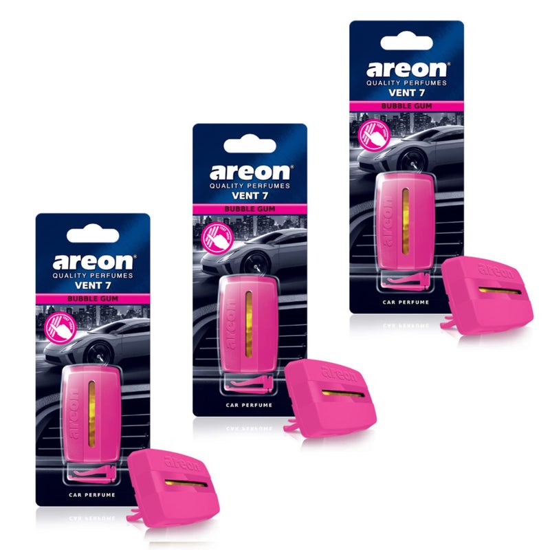 AREON Vent 7 Car Perfume Vent Clip AC and Fan Air Freshener, Bubble Gum Scent (Pack of 3) - Image 3