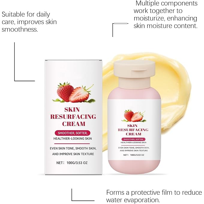 YOOJ Strawberry Skin Resurfacing Cream for Legs & Arms, Smoothing Moisturizing Body Care for Rough Skin & Goose Bumps, Hydrating Softening Body Lotion 3.53 OZ - Image 2