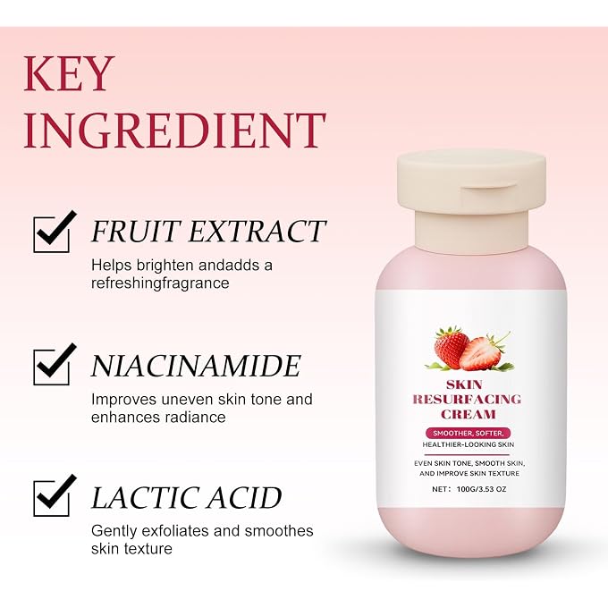 YOOJ Strawberry Skin Resurfacing Cream for Legs & Arms, Smoothing Moisturizing Body Care for Rough Skin & Goose Bumps, Hydrating Softening Body Lotion 3.53 OZ - Image 3