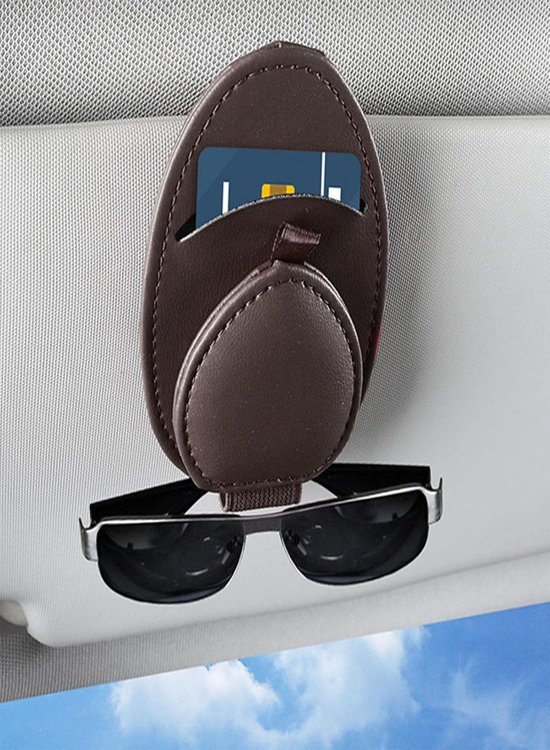 GGOOT Sunglasses Clip - Sunglasses Holder for Car - Adsorption Leather Sunglasses Holder Clip for Glasses Card Storage Eyeglasses Hanger and Ticket Card Clip for Car Sun  - Image 2
