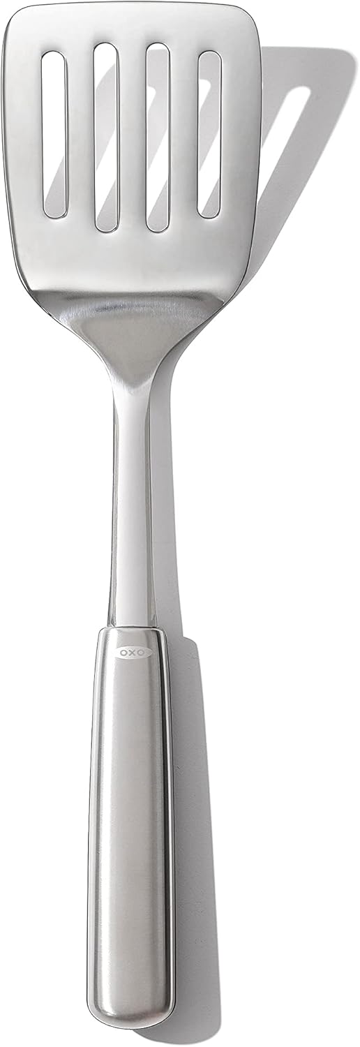 OXO Steel Cooking Turner - Slotted Stainless Steel Spatula - Image 1