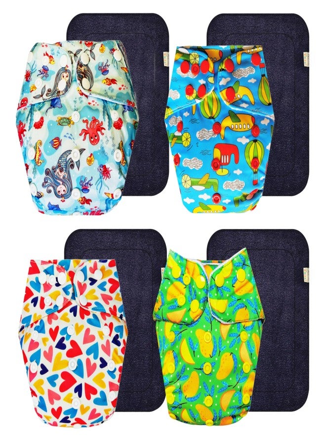 Dumbledo Premium Cloth Diaper with Black Insert (Pack of 4) | Snug Fit | Reusable & Washable | Travel Friendly | All-Day Wear | 3 Months - 3 Years | Unisex Baby - Image 1