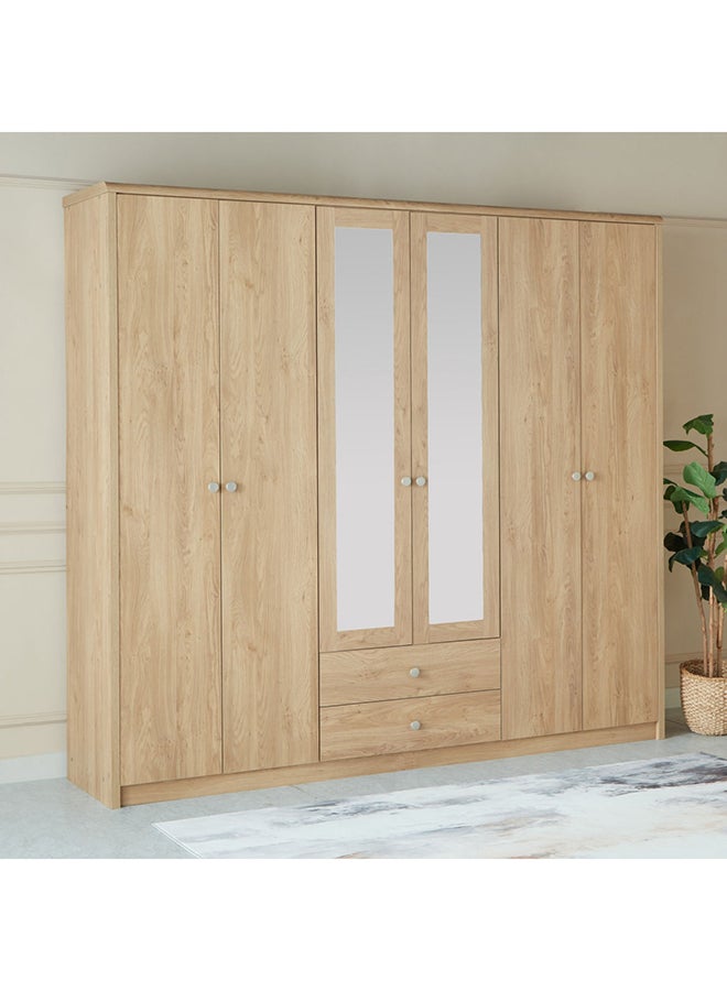 Home Box Nordica 6-Door Wardrobe With 2 Drawers And Mirror 55 x 220 x 240 cm  - Image 1