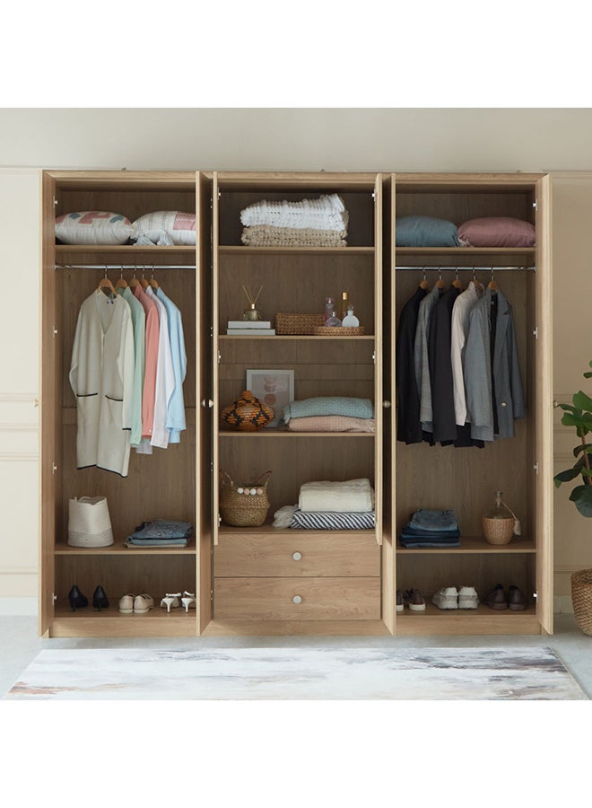 Home Box Nordica 6-Door Wardrobe With 2 Drawers And Mirror 55 x 220 x 240 cm  - Image 3