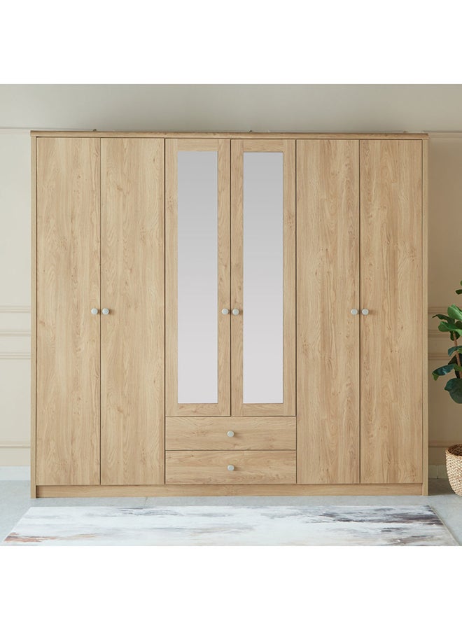 Home Box Nordica 6-Door Wardrobe With 2 Drawers And Mirror 55 x 220 x 240 cm  - Image 2