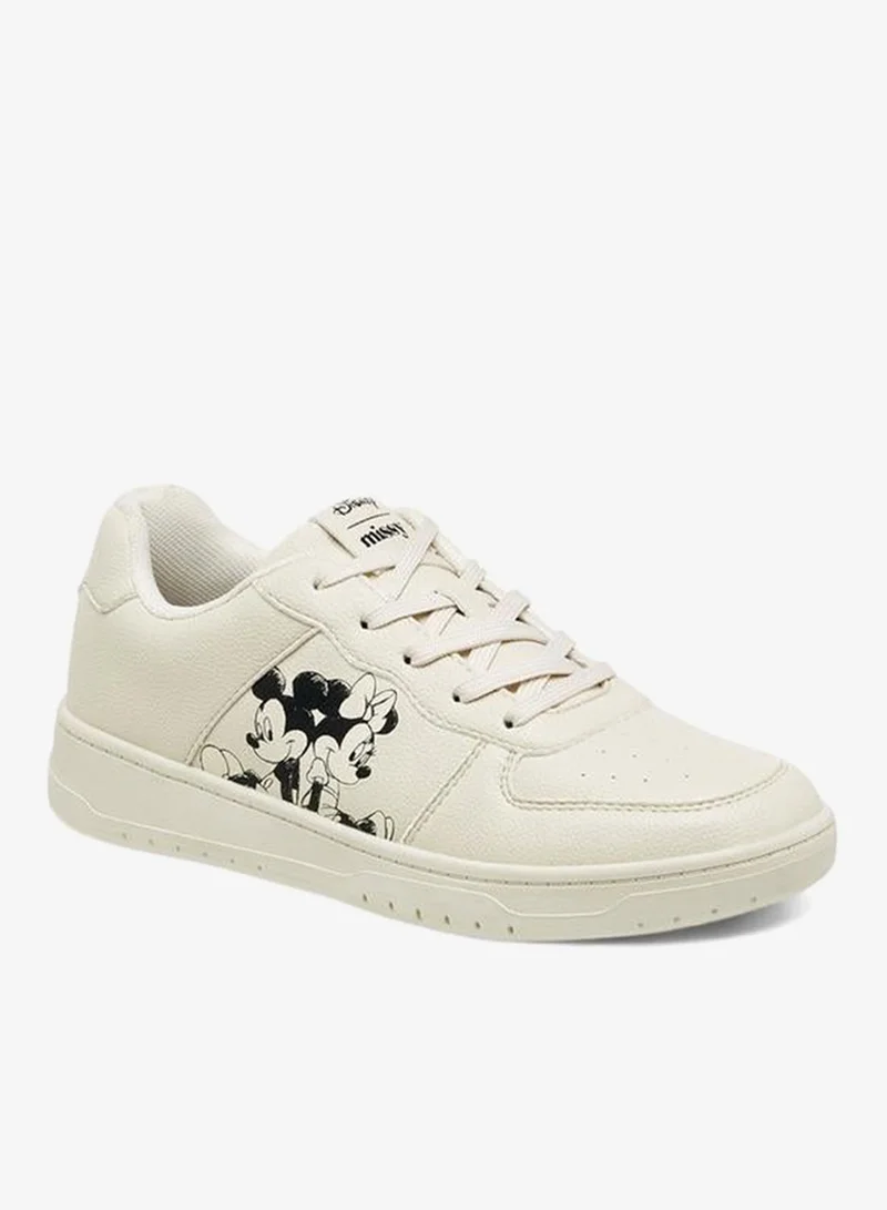 ديزني Mickey And Minnie Mouse Print Lace-Up Sneakers