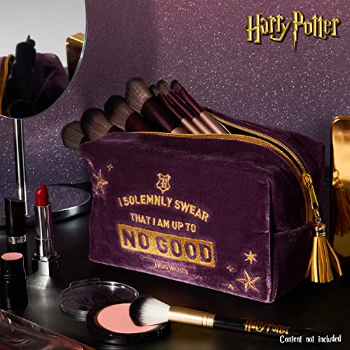 Harry Potter Makeup Bag, Elegant Cosmetic Bag, Suitable as Makeup Organizer, Toiletry Bag, or Travel Pouch, Spacious Makeup Pouch, Velvet Fabric with Gold Embroidery, 9 x 21 x 12 cm - Image 3