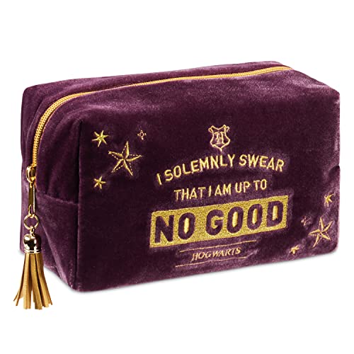 Harry Potter Makeup Bag, Elegant Cosmetic Bag, Suitable as Makeup Organizer, Toiletry Bag, or Travel Pouch, Spacious Makeup Pouch, Velvet Fabric with Gold Embroidery, 9 x 21 x 12 cm - Image 1