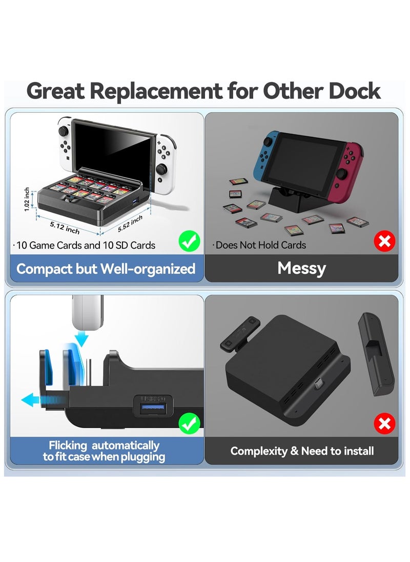 Generic Switch TV Docking Station with 10 Game Slots for Nintendo Switch u0026 Switch OLED, Switch Base Station Dock with 4K HDMI Switch TV Adapter, Portable Switch Dock Replacement with 2 USB 3.0 Port  - Image 5