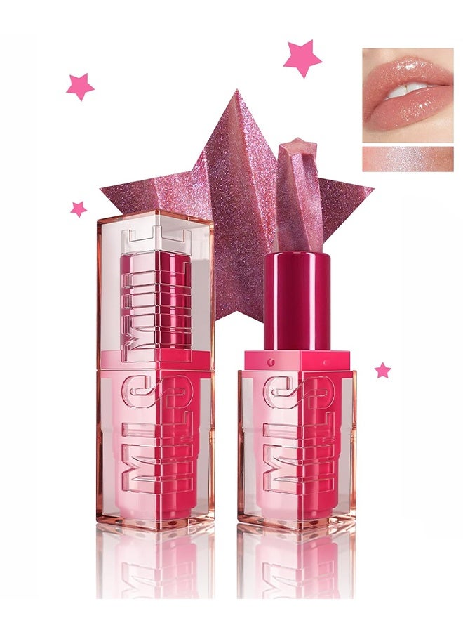 RoyueS Glitter Marble Lipstick, Five-Pointed Star Pearlescent Lip Gloss, Long Lasting Non-sticky Highly Pigmented Shimmer Delicate Lip Glaze for Daily Lip Makeup # ATTINA - Image 1