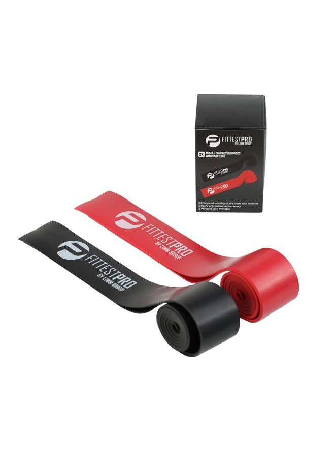 Limm Muscle Compression Floss Bands - Tack and Flossing Bands for Mobility, Fitness, and Recovery - Best for Athletes, Therapy and Injury - Set A: Includes 2 Levels of Compression and Travel Pou - Image 1