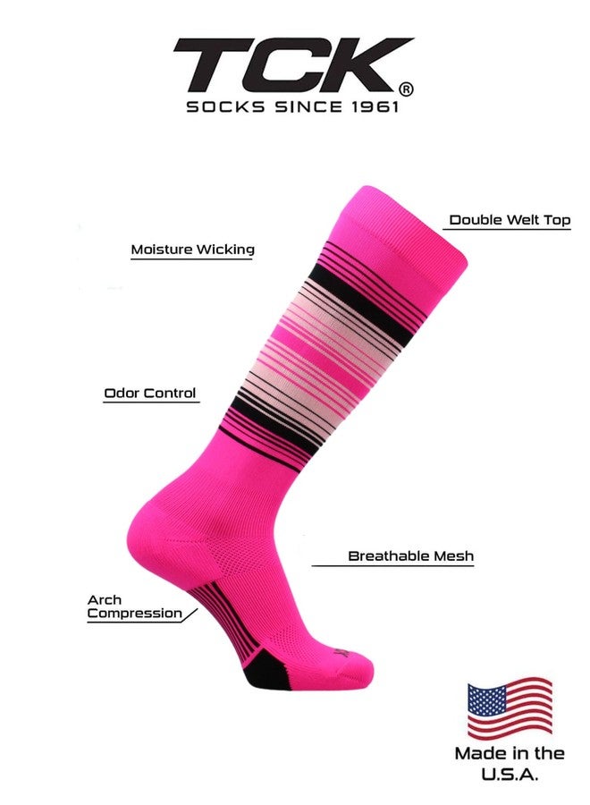 TCK Striped Baseball Softball Socks (Hot Pink/Black/Pink, X-Large) - Image 5