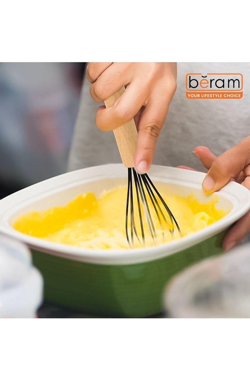 بيرام مجموعة أدوات مطبخ غير لاصقة من بيرام، مصنوعة من السيليكون ومقابض خشبية، مقاومة للحرارة وخالية من مادة BPA، للطهي والخبز والخفق والخلط - لون رمادي (مضرب واحد) - Image 4