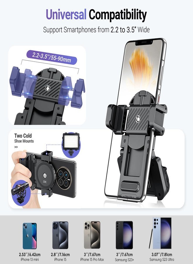 JJC Phone Camera Grip with Wireless Remote, Smartphone Grip Handle with Adjustable Clamp & Two Cold Shoe Mounts for iPhone Samsung Android Phones - Black - Image 4