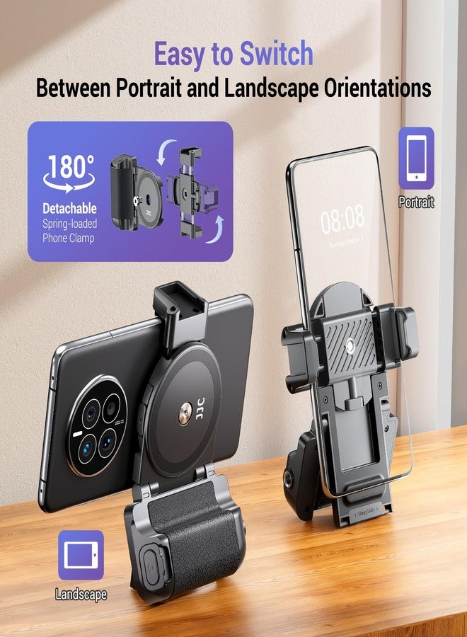 JJC Phone Camera Grip with Wireless Remote, Smartphone Grip Handle with Adjustable Clamp & Two Cold Shoe Mounts for iPhone Samsung Android Phones - Black - Image 3