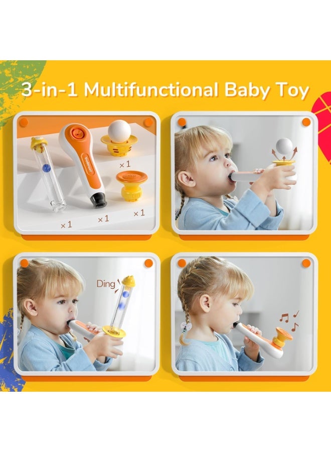 توب برايت لعبة مونتيسوري 3 في 1 للأطفال الصغار مع صافرة، نفخ الكرة، كرات أنابيب النفخ العائمة – لعبة حسية للأطفال، المهارات الحركية الدقيقة، هدايا تعليمية تعليمية للأولاد والبنات بعمر 3+ عامًا - Image 2