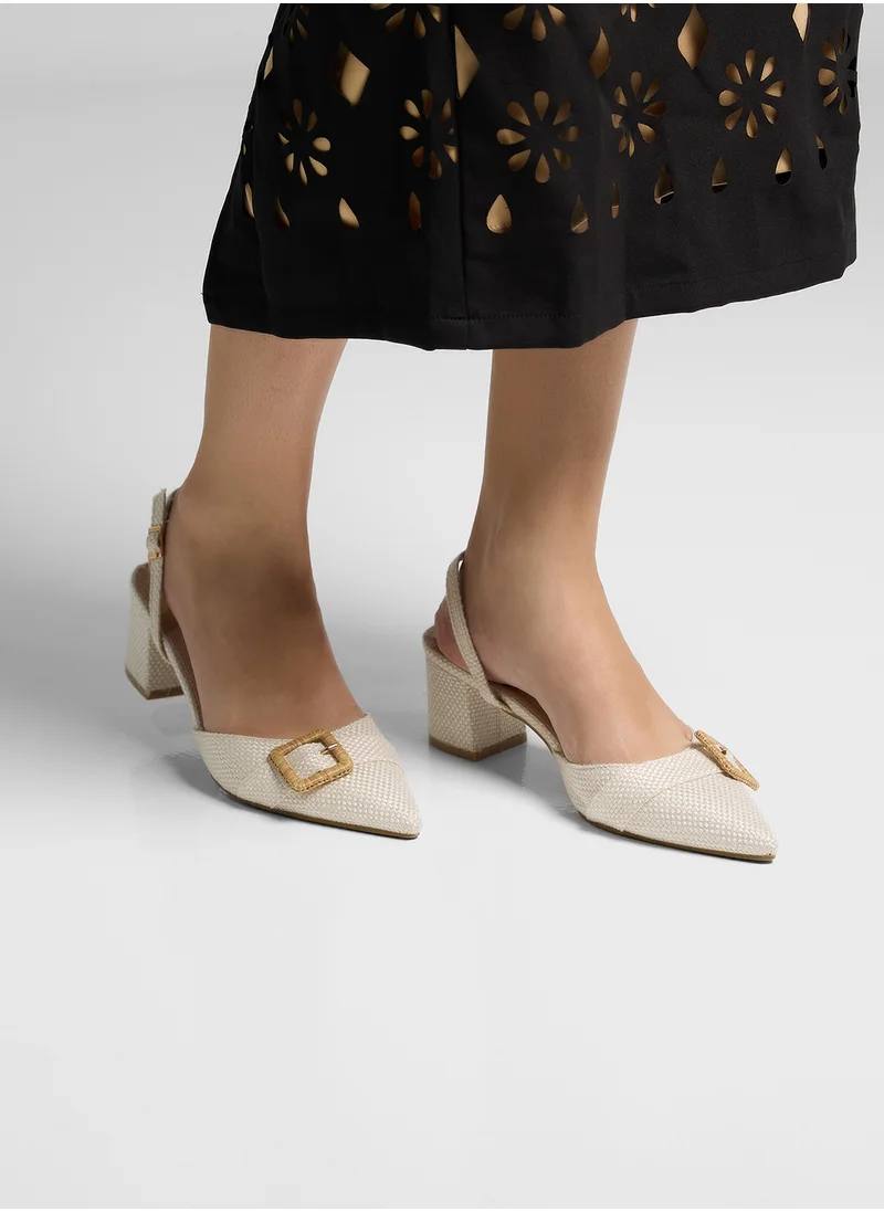 ايلا Buckle Detail Pointy Sling Back