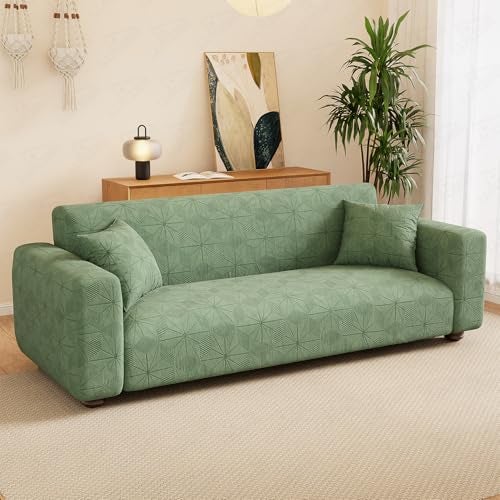 Lukzer 2 Seater Pastel Green Starlight Sofa Cover | 240 GSM Universal Stretch Fit Jacquard Fabric Couch Protector | Fully Covered Anti Slip & Washable Sofa Cover | (140-180cm/SC-143-02) - Image 5