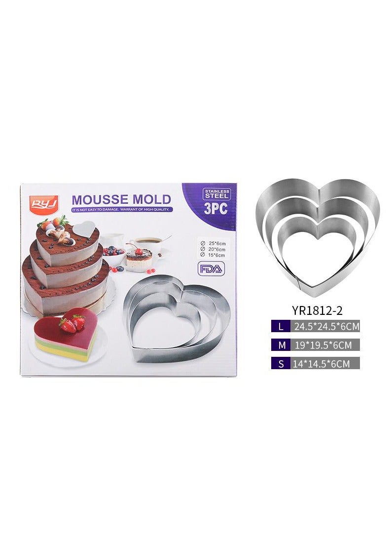 Set of 3 Heart Shape Rings - Cake Ring  - Image 1