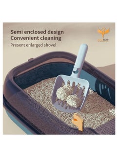 HOPHOP HOPHOP Cat Litter Box With Cat Litter Spoon,Cat litter Box Oversized Splash-Proof Semi-Closed Large, Cat Toilet Cat Supplies, Suitable For All Kinds Of Cat Litter (Green)  - Image 3