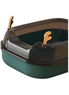 HOPHOP HOPHOP Cat Litter Box With Cat Litter Spoon,Cat litter Box Oversized Splash-Proof Semi-Closed Large, Cat Toilet Cat Supplies, Suitable For All Kinds Of Cat Litter (Green)  - Image 5