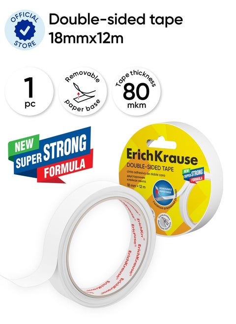 Double-sided tape, transparent, 18mmx12m (shrink 1 pc)