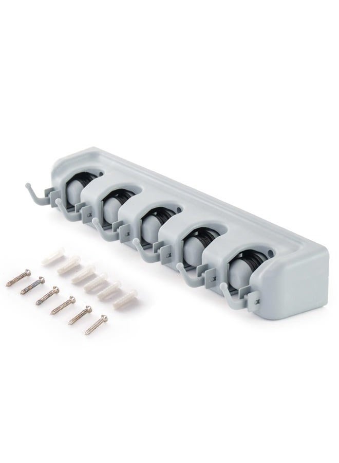 ForHauz Broom Holder with 5 Holding Positions & 6 Hooks, Easy Wall Mount Storage for Organizing Garage or Closet - Image 2