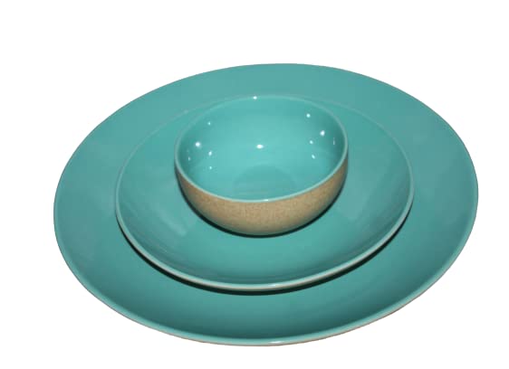Phezent Sea Green Ceramic Plates for Dinner with Katori (3 Pieces, 1 Dinner Plates, 1 Quarter Plates, 1 Katori Bowl Dishwasher & Microwave Safe) -Dinner Sets Ceramic Dinner Set Bowls Set Dinnerware Sets - Image 2