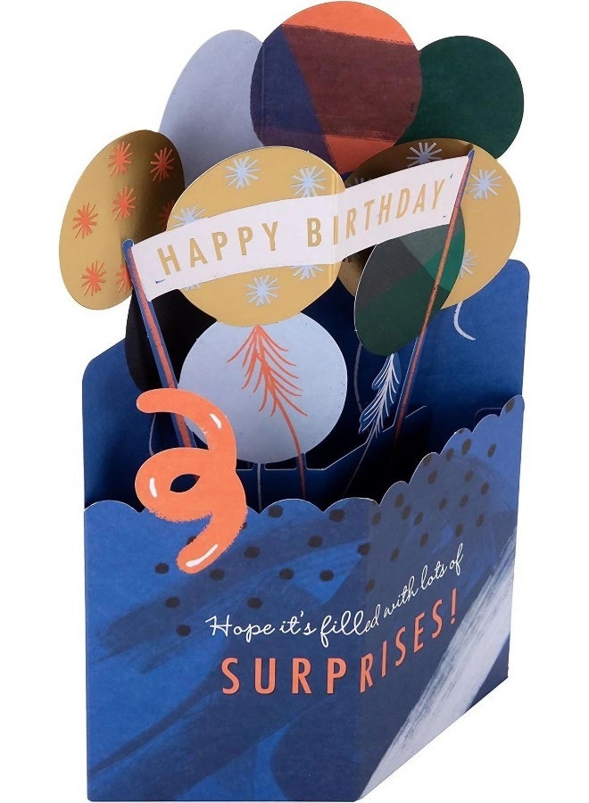 UK Greetings Classic 3D Pop-Up Balloons Happy Birthday Card - Image 1