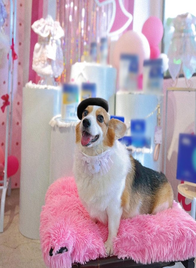 ZARSIO Small Dog Beret Wool Hat Cat Fashion Costume Beret Pet French Artist Beanie (Black) - Image 2